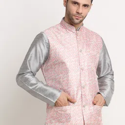 KRAFT INDIA Men Pink Printed Nehru Jacket-picture-25