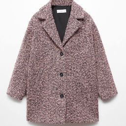 Mango Kids Girls Notched Lapel Collar Marbled Coat-image-33