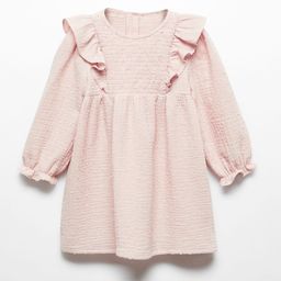 Mango Kids Girls Self Design Puff Sleeve Smocked A-Line Dress-image-23