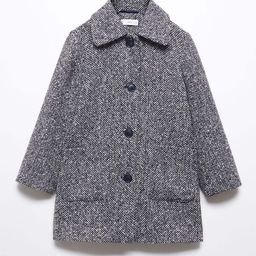 Mango Kids Girls Spread Collar Collar Marbled Coat-image-40