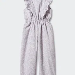 Mango Kids Girls Printed Ruffled Pure Cotton Jumpsuit-image-30