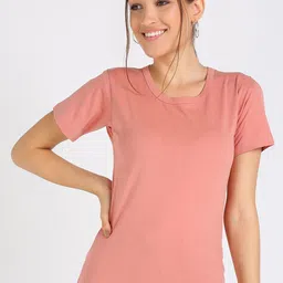 VAHSON Round Neck Pure Cotton Slim Fit T-Shirt-image-96