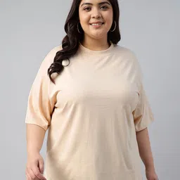 JUNEBERRY Women V-Neck Drop-Shoulder Sleeves Pure Cotton Pockets T-shirt-picture-27