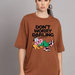 Imsa Moda Typography Printed Drop-Shoulder Sleeves Cotton T-shirt-image-48