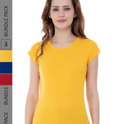 IndiWeaves Pack Of 3 Round Neck Pure Cotton T-shirt-image-49