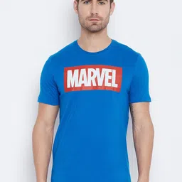 Marvel by Wear Your Mind Men Blue White Typography Printed Cotton Pure Cotton T-shirt-image-23