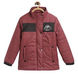 toothless Girls Maroon Colourblocked Lightweight Padded Jacket with Patchwork-image-89