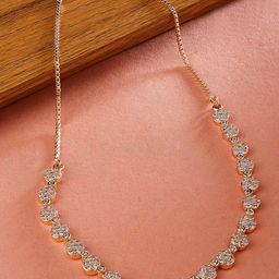 Zaveri Pearls Brass Rose Gold-Plated Cubic Zirconia Necklace-52