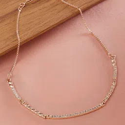 Zaveri Pearls Brass Rose Gold-Plated Cubic Zirconia Necklace-22