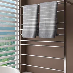 Athom Living 2 Pcs Grey & White Striped 250 GSM Premium Cotton Bath Towels-0