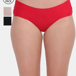 Amour Secret Women  Assorted Mid Rise Bonded Pack of 3 Black Mid Rise Hipster Briefs-image-81