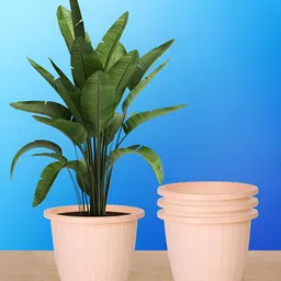 Kuber Industries Peach-Colored 4 Pieces Textured Lightweight Planters-20