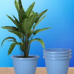Kuber Industries Blue 4 Pieces Textured Lightweight Planters-85