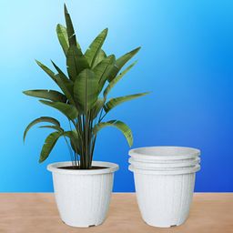 Kuber Industries White 4 Pieces Marble Finish Planters-image-56
