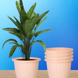 Kuber Industries Peach-Colored 5 Pieces Textured Lightweight Planters-9