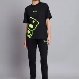 GRIFFEL Graphic Printed Pure Cotton T-shirt with Trousers Co-Ords-50
