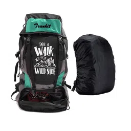 TRUNKIT Black & Sea Green Waterproof 55 Litres Trekking Rucksack With Shoe Compartment-34