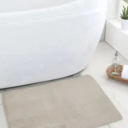 OBSESSIONS Cream-Coloured Solid Galaxy 1000 GSM Anti-Skid Bath Rug-18