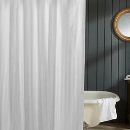 OBSESSIONS White Solid Hilton Shower Curtain-image-60
