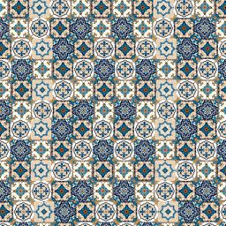 Asian royal Blue & Beige Floral Pattern Waterproof Self-Adhesive Floor Wallpaper-image-97