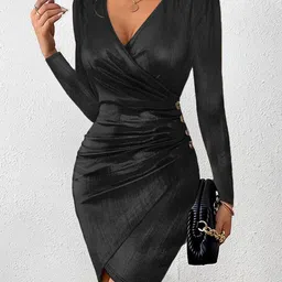 StyleCast Black V-Neck Wrap Dress-14