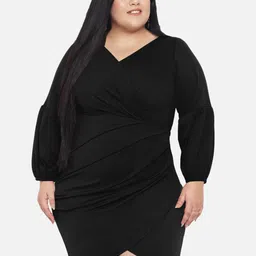 wild U Women Plus Size Black Wrap Dress-picture-20