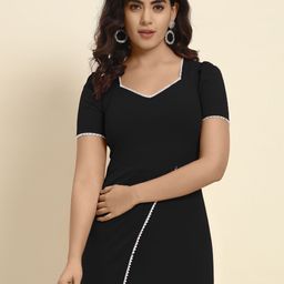 ADDYVERO Puff Sleeve Scuba Bodycon Dress-image-16