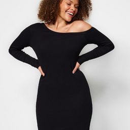Trendyol Plus Size One Shoulder Cotton Bodycon Dress-42