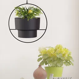 Metalsmith Black Colored Metal Planter With Hanging Holder-image-52