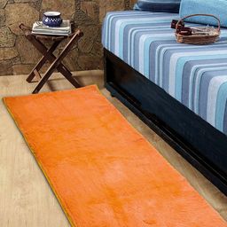 Kuber Industries Orange Solid Velvet Rectangular Floor Runner-38