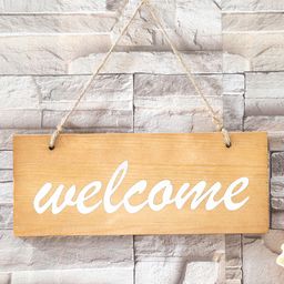 Kuber Industries Brown & White Welcome Wooden Door Decor Panel-image-99