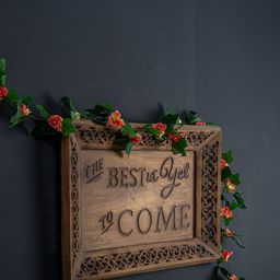BS AMOR Green & Coral Pink Rose Artificial Flowers Creeper Wall Hanging-22