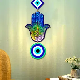 Home Delight Blue & Green Printed Wooden Wall Hangings-image-68