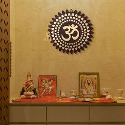 DULI Gold-Coloured Printed Om Hanging Wall Decor-47