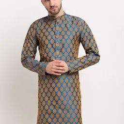 Jompers Men Blue Woven Design Kurtas-48