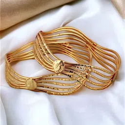 LUCKY JEWELLERY Set Of 2 Gold Plated Bangles-30