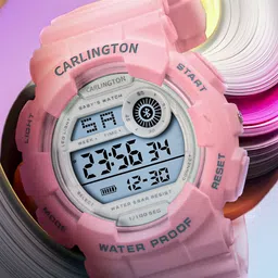 CARLINGTON Kids Junior Printed Dial & Straps Digital Multi Function Watch 9121 Pink-32