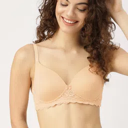 DressBerry Nude-Coloured Lace Non-Wired Lightly Padded Everyday Bra DB-DR-BRA-025D-49