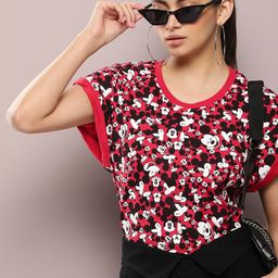 Kook N Keech Disney Mickey Mouse Printed Pure Cotton Extended Sleeves T-shirt-image-46
