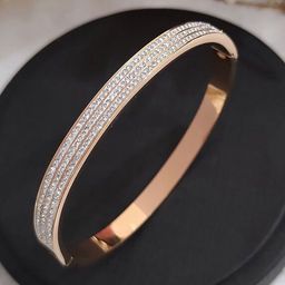 Jewels Galaxy Rose Gold Plated Stainless Steel Bangle Style Bracelet-12