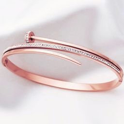 Jewels Galaxy Rose Gold Plated AD Studded Stainless Steel Bangle Style Bracelet-2
