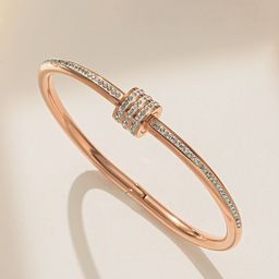 Jewels Galaxy Women Rose Gold-Plated American Diamond Bangle-Style Bracelet-54
