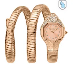 Just Cavalli Women Rose Gold-Toned Embellished Dial & Rose Gold-Plated Stainless Steel Wrap Around Straps Watch-image-73