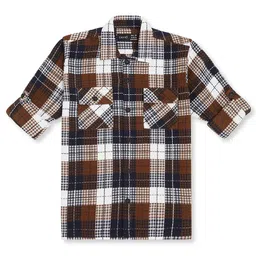 CAVIO Boys Comfort Cuban Collar Tartan Checked Cotton Casual Shirt-image-12