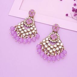 Anouk Gold-Plated Kundan Studded And Pearls Beaded Contemporary Drop Earrings-41