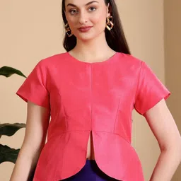 Frolic Rolic Round Neck Short Sleeves Saree Blouse-image-54