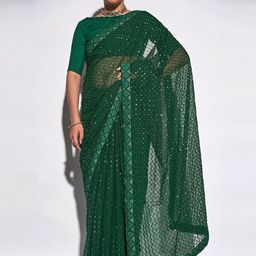 Thishma Embellished Embroidered Pure Georgette Saree-image-41