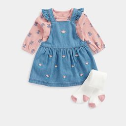 mothercare Infant Girls Printed Dungaree Set-picture-2