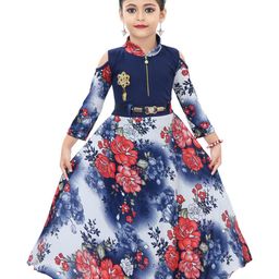 CHANDRIKA Girls Blue Viscose Rayon Dresses-image-23