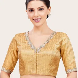 Studio Shringaar Embroidered V-Neck Saree Blouse-image-65